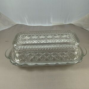 Vintage Butter Dish with Lid by Anchor Hocking- Wexford Diamond Pattern